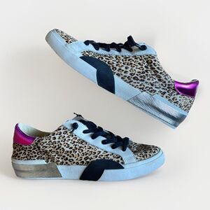 Dolce Vita Zina Leopard Calf Hair Size 9 Womens Slip-On Sneakers Pink White